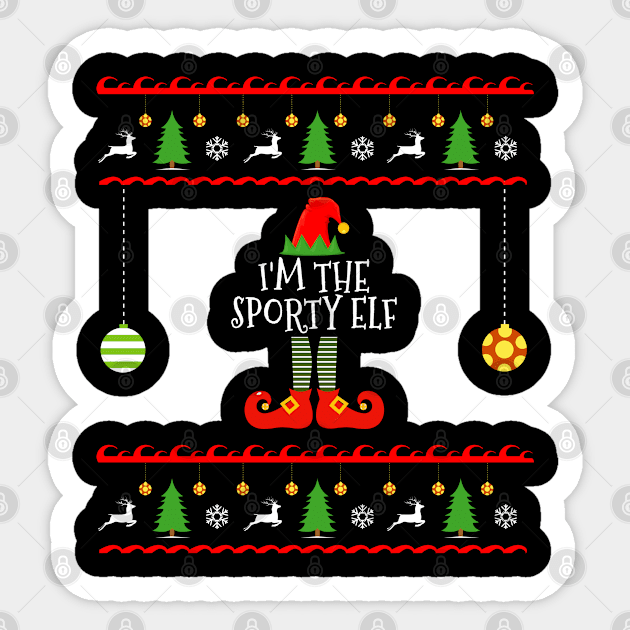 I'm The Sporty Elf Matching Family Ugly Christmas Style Design Sticker by amitsurti